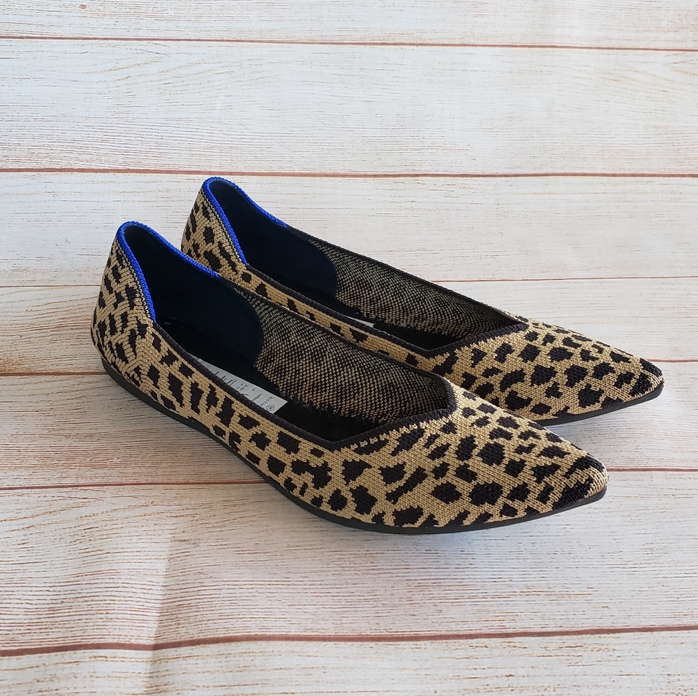 Rare! Rothy's The Point Ballet Flats Leopard Shoes